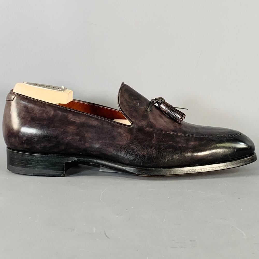 MAGNANNI Size 11 Black Leather Tassels Slip On Loafers - Picture 2 of 9